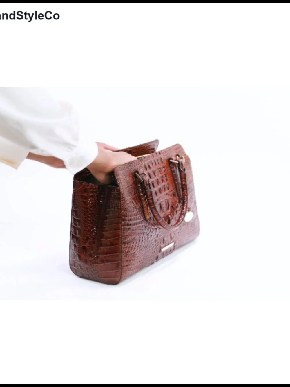 Small Leather Satchel with Zip Top and Adjustable Strap
